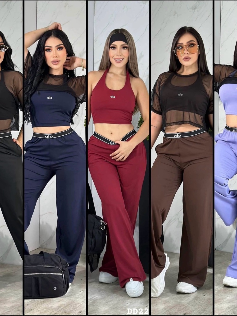 ALO Yoga Wide-Leg Lounge Pants — Navy, Burgundy, Brown, Lavender